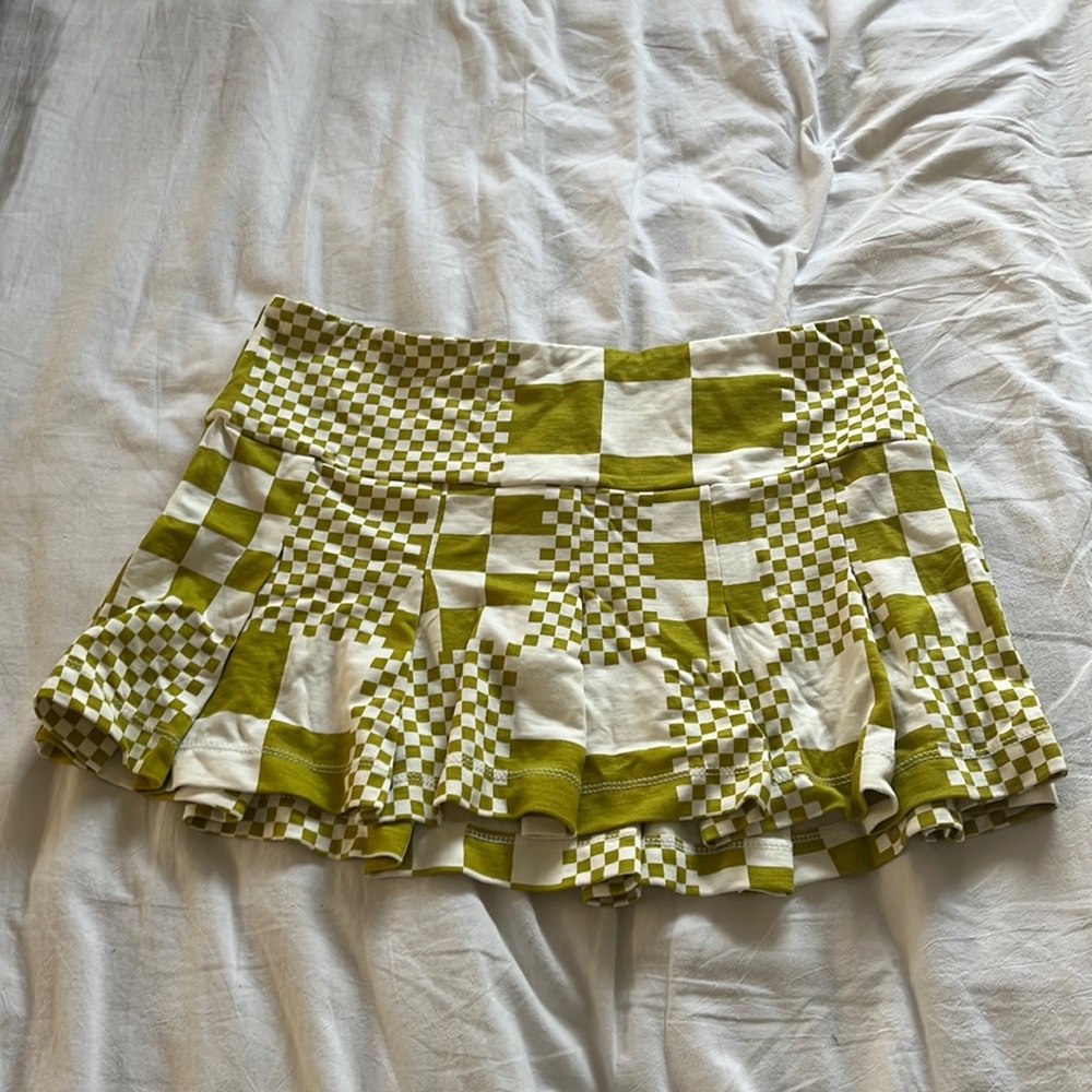 green and white urban outfitters skirt